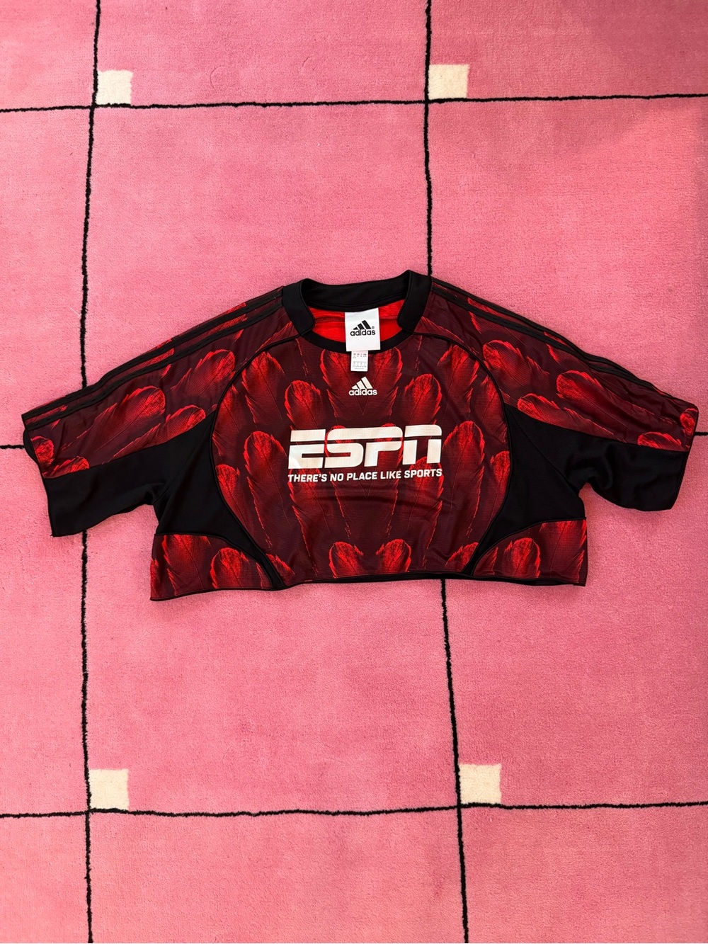Adidas x ESPN red cropped jersey